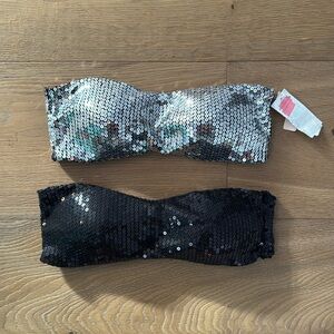 Sophie b. Strapless sequin bras silver and black
